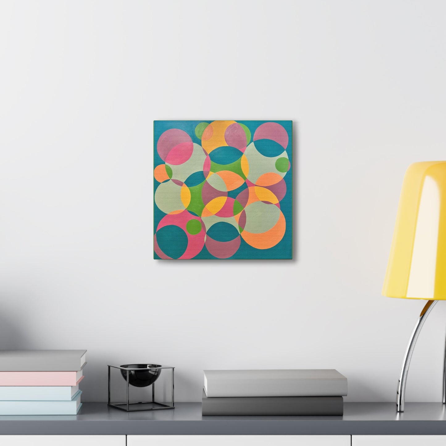 Circle wall art, Bubble wall art, interlocking circles wall art, Geometric wall art, Twisted rings decor, Modern circle wall art, Overlapping Circles wall art Interlocking Inclusion Painting by Erica Haupert Canvas Gallery Wraps