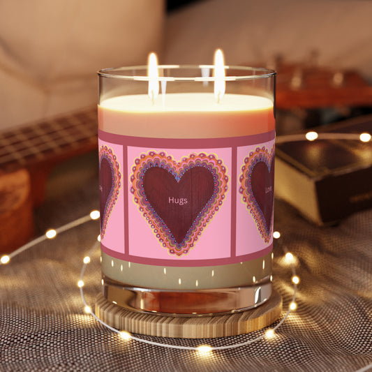 CONVERSATION HEARTS SCENTED Candle - Full Glass, 11oz Lavender and Sage Candle, Spring Decorative Candle, Relaxing Lavender Scent Candle