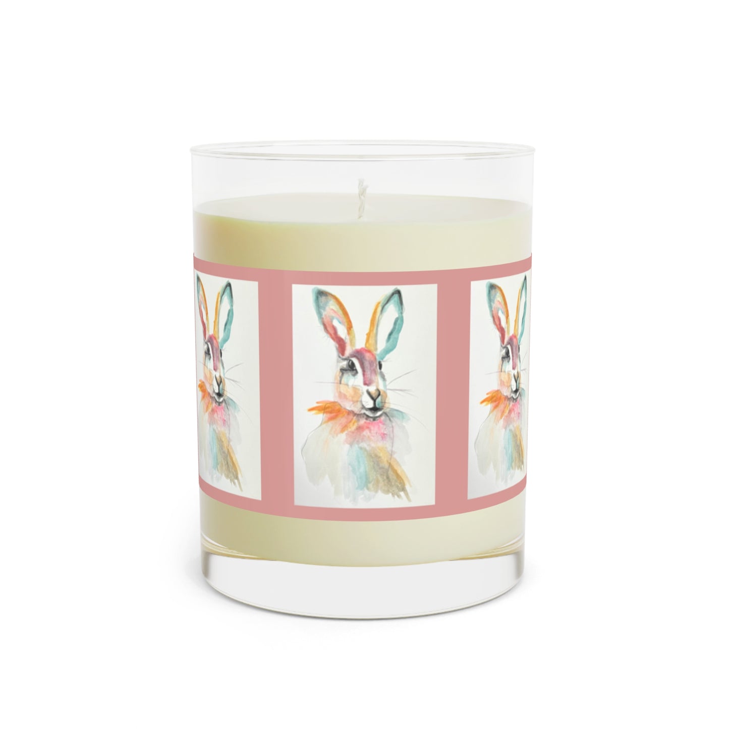 Wing Light Art Designs Watercolor Bunny Scented Candle - Full Glass, 11oz