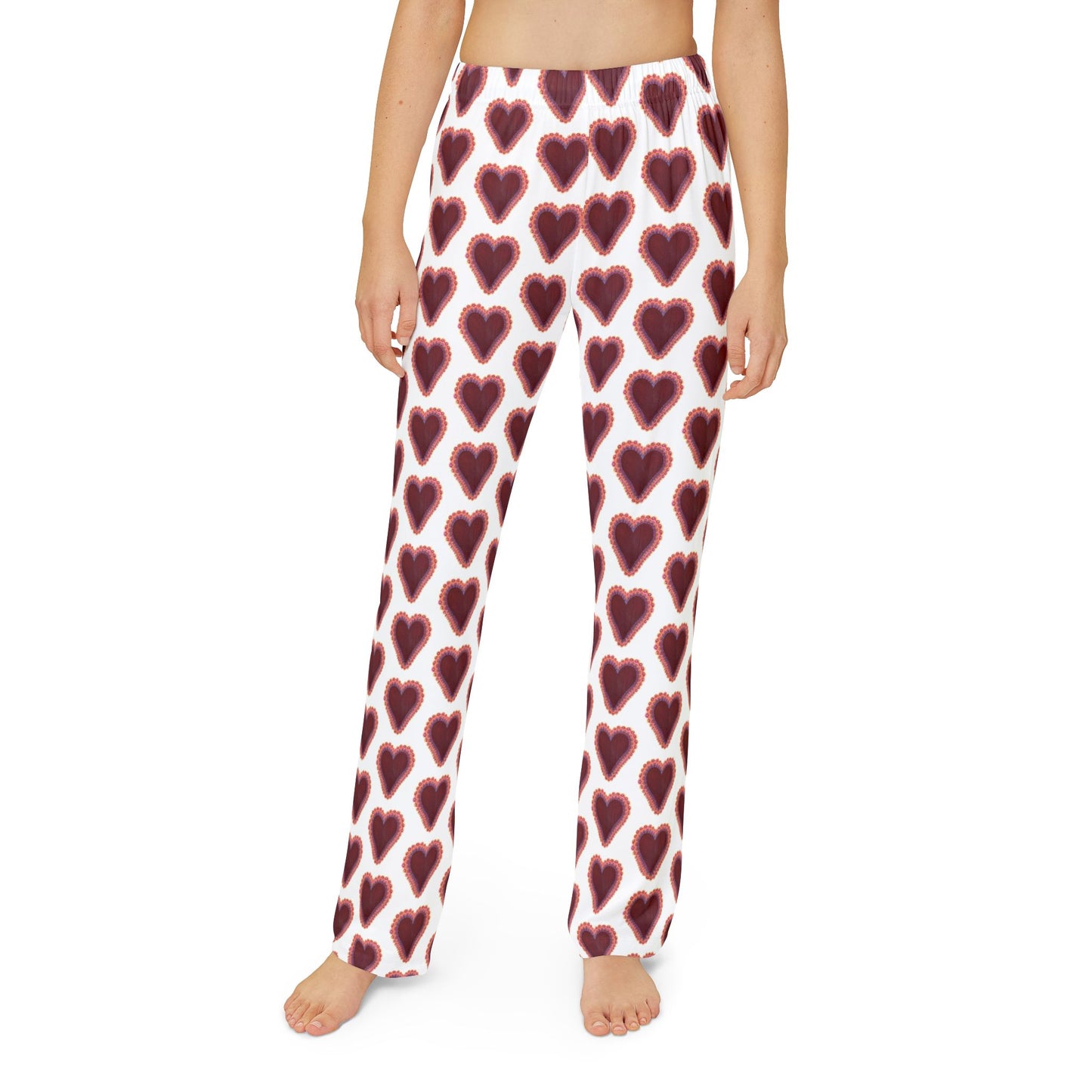 Wing Light Art Designs Frilly Heart Valentine Kids Pajama Pants