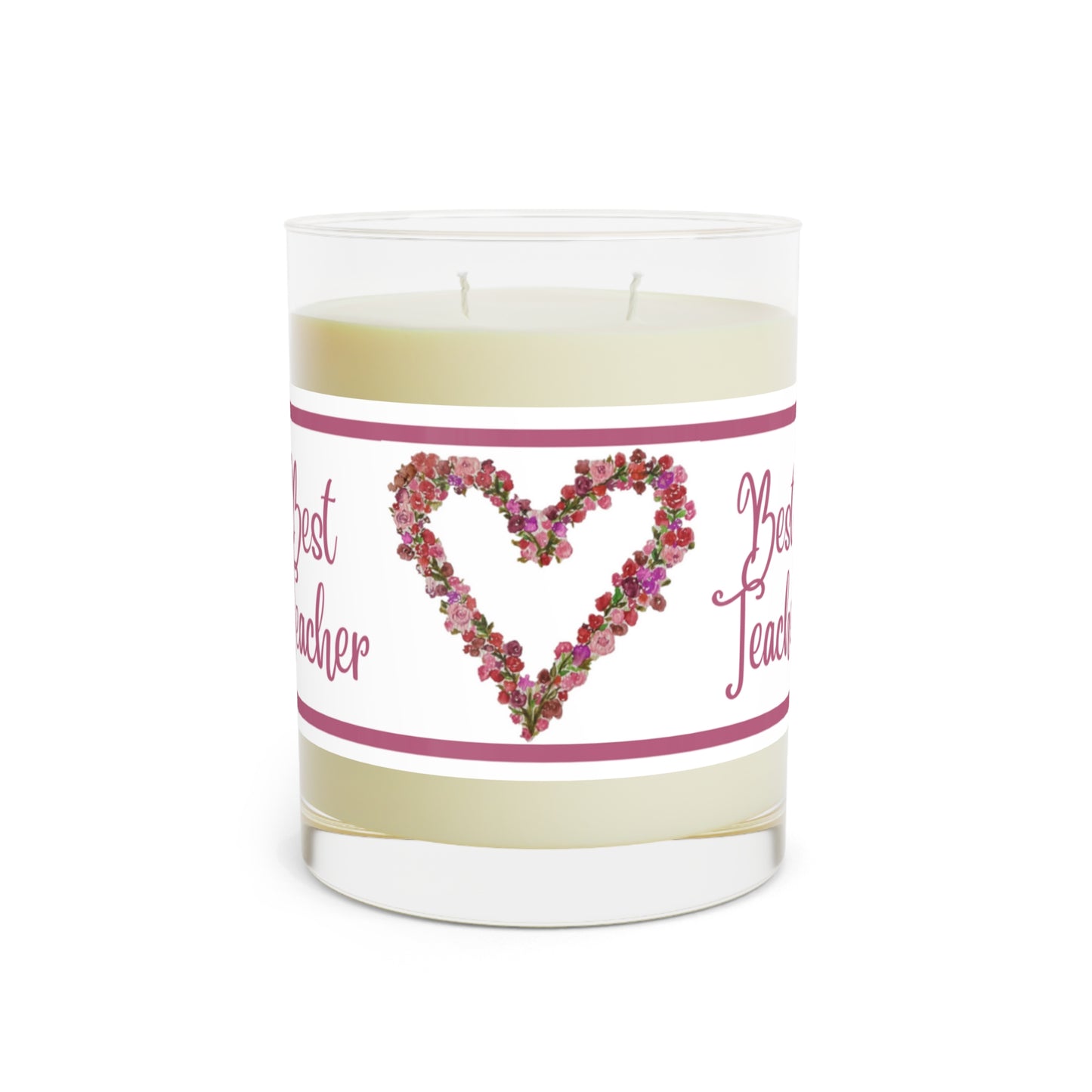 Wing Light Art Designs Best Teacher Heart Scented Candle - Full Glass, 11oz