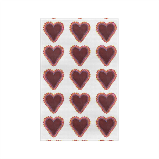 Valentines Day Decor. Towels. Farmhouse Decor. Valentines Day Gift. Tea Towel Kitchen Towels. Dish Towel. Heart. Frilly Heart Microfiber Tea Towel