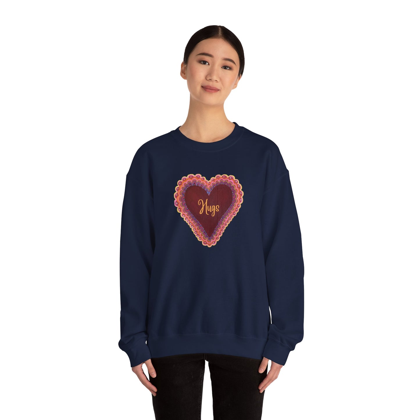 Wing Light Art Designs Frilly Heart Hugs Unisex Heavy Blend™ Crewneck Sweatshirt