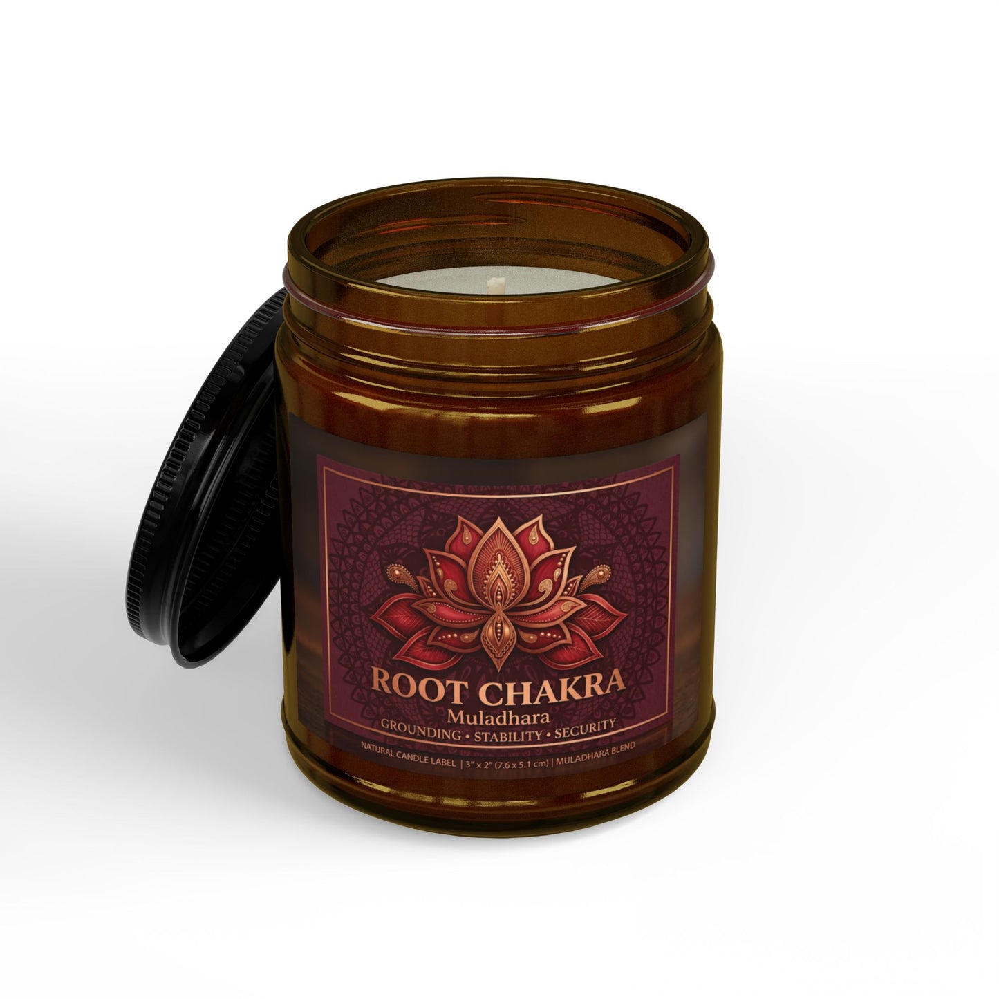 The Sovereign Audit™ Root Chakra Soy Candle — Scented Amber Jar with Black Lid (4oz & 9oz)