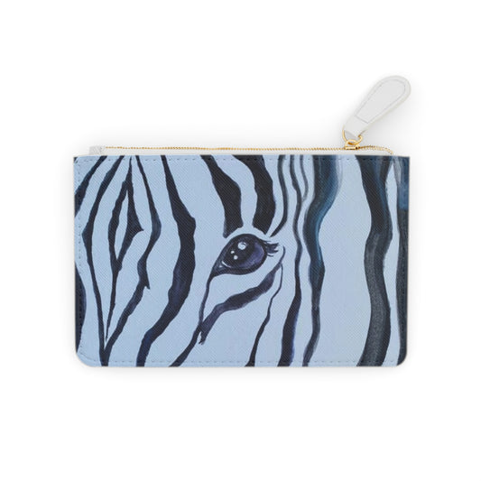 Double-Sided Print Clutch Zipper Bag  Faux Leather Zebra Print Zebra Watercolor Mini Clutch Bag