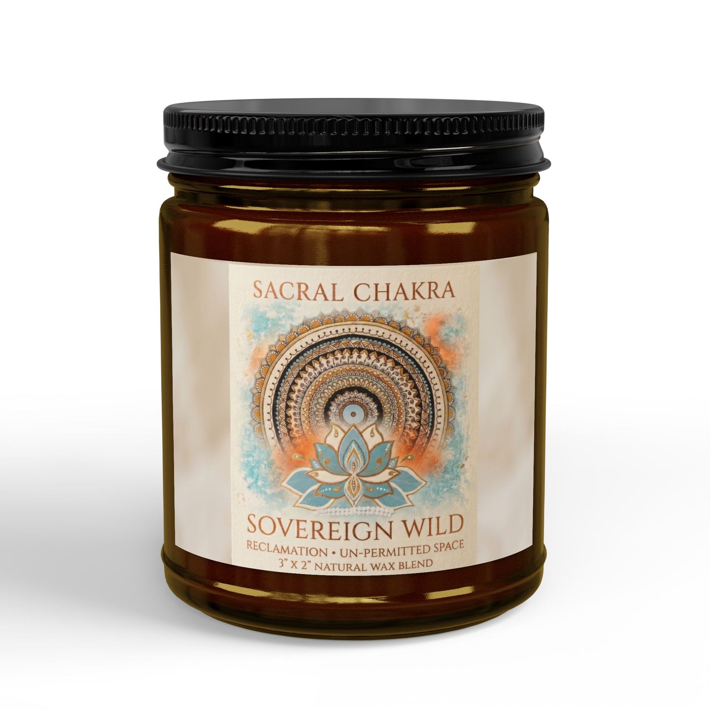 The Sovereign Audit™ Sacral Chakra Soy Candle — Scented 4oz & 9oz Amber Jar with Black Lid