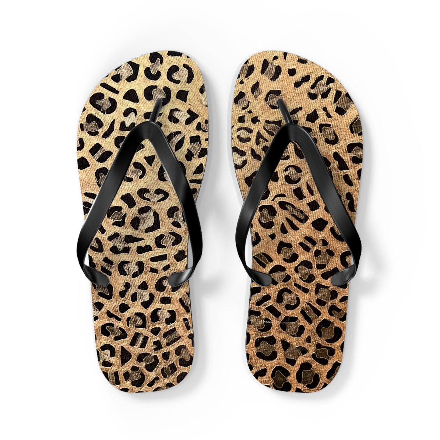 Cat Leopard print Flip Flops/summer thongs/footwear, Animal print flip flops, thongs Gold Leopard Flip Flops