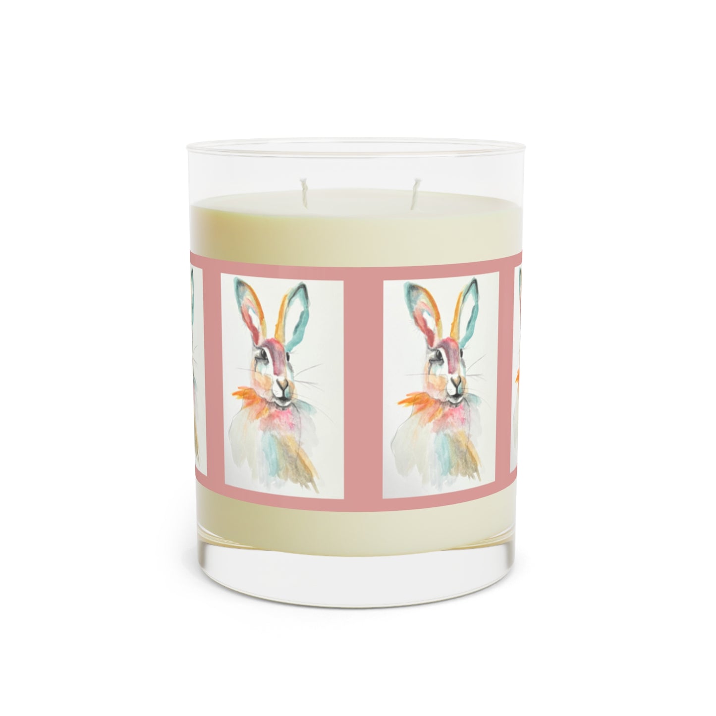 Wing Light Art Designs Watercolor Bunny Scented Candle - Full Glass, 11oz