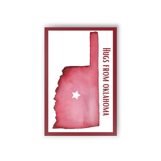 Oklahoma Postcard, Greetings from Oklahoma, Die Cut Letterpress State Postcard Hugs from Oklahoma Postcards (10pcs)