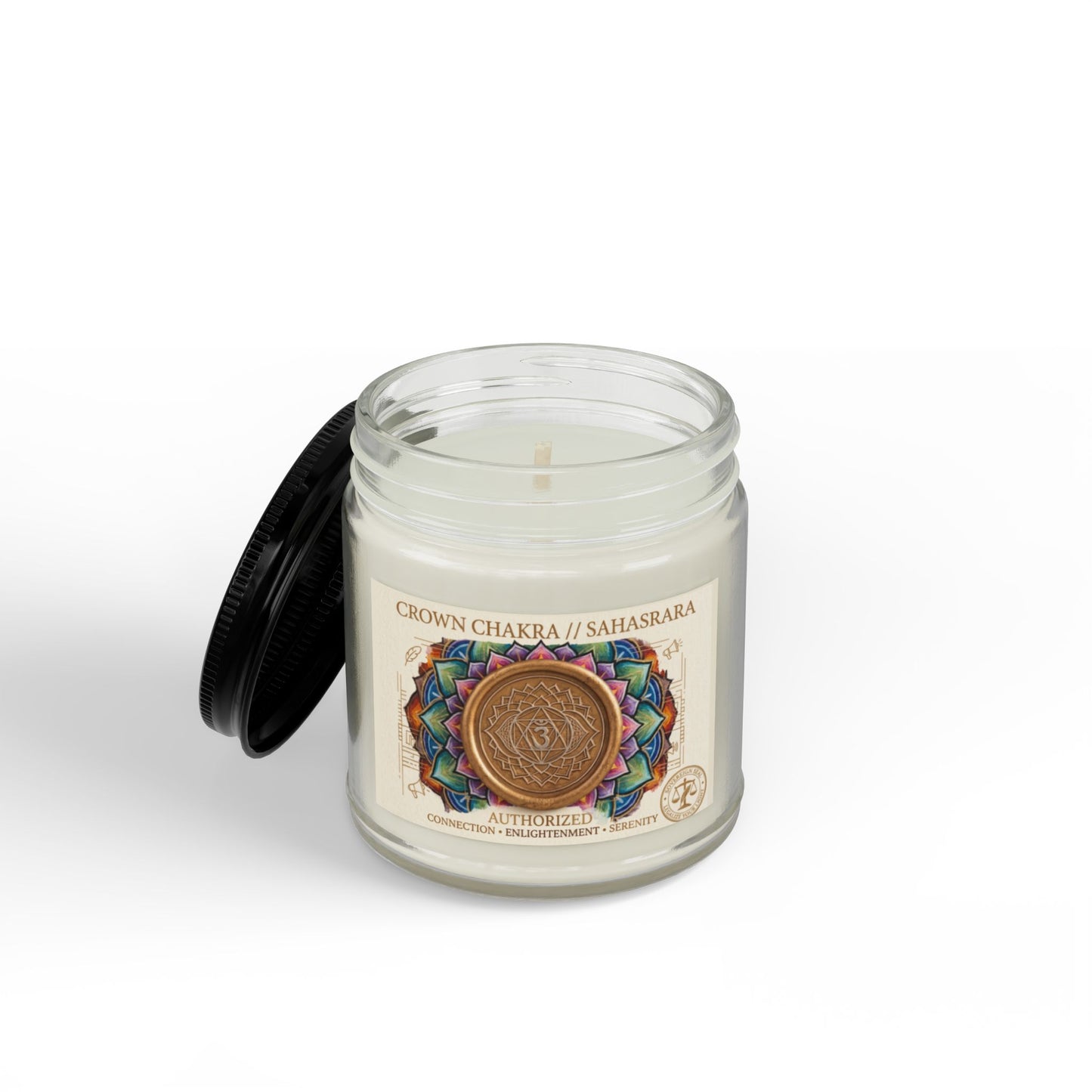 The Sovereign Audit™ Crown Chakra Soy Candle (4oz & 9oz) — Crown/Sahasrara Scented Jar with Black Lid