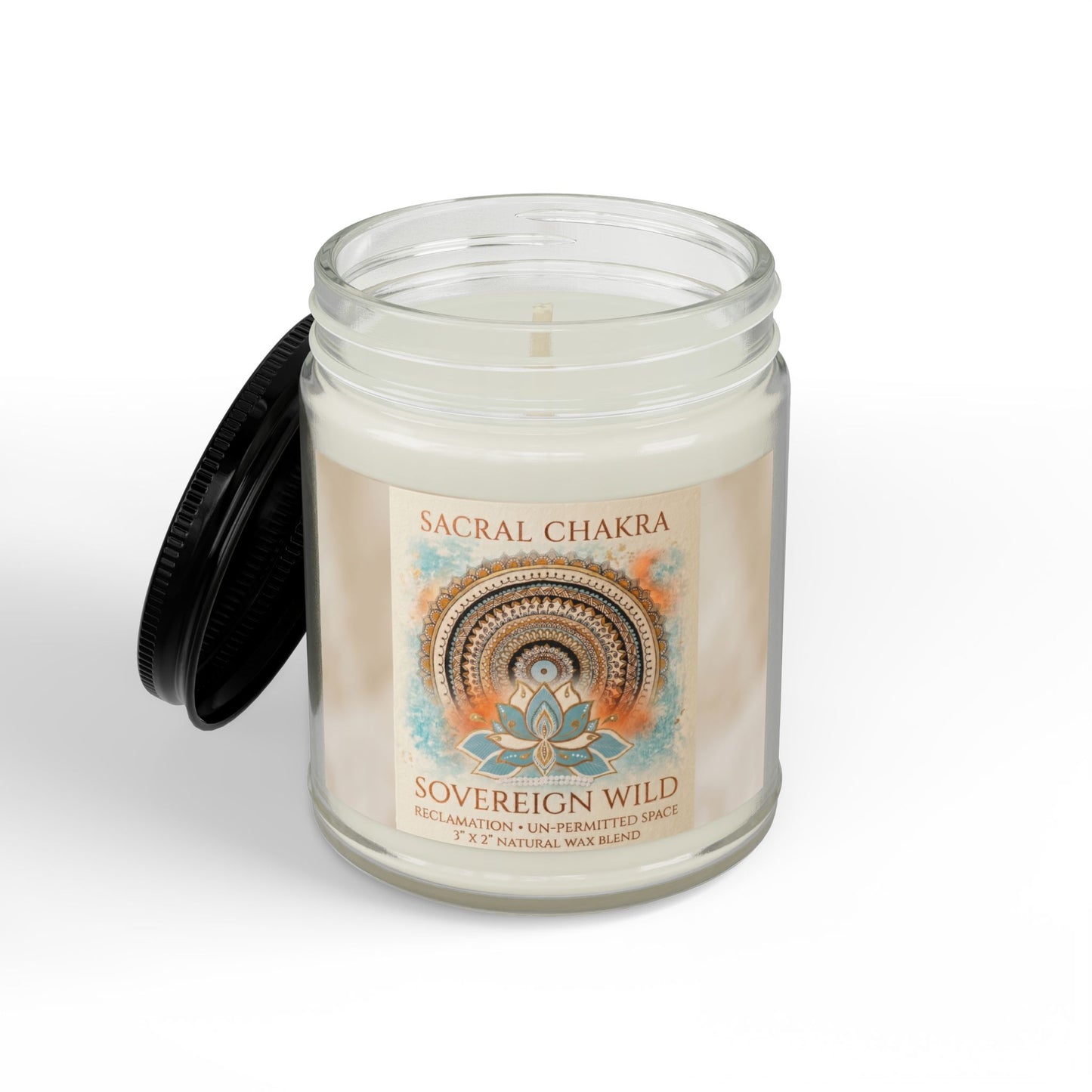 The Sovereign Audit™ Sacral Chakra Soy Candle — Scented 4oz & 9oz Amber Jar with Black Lid