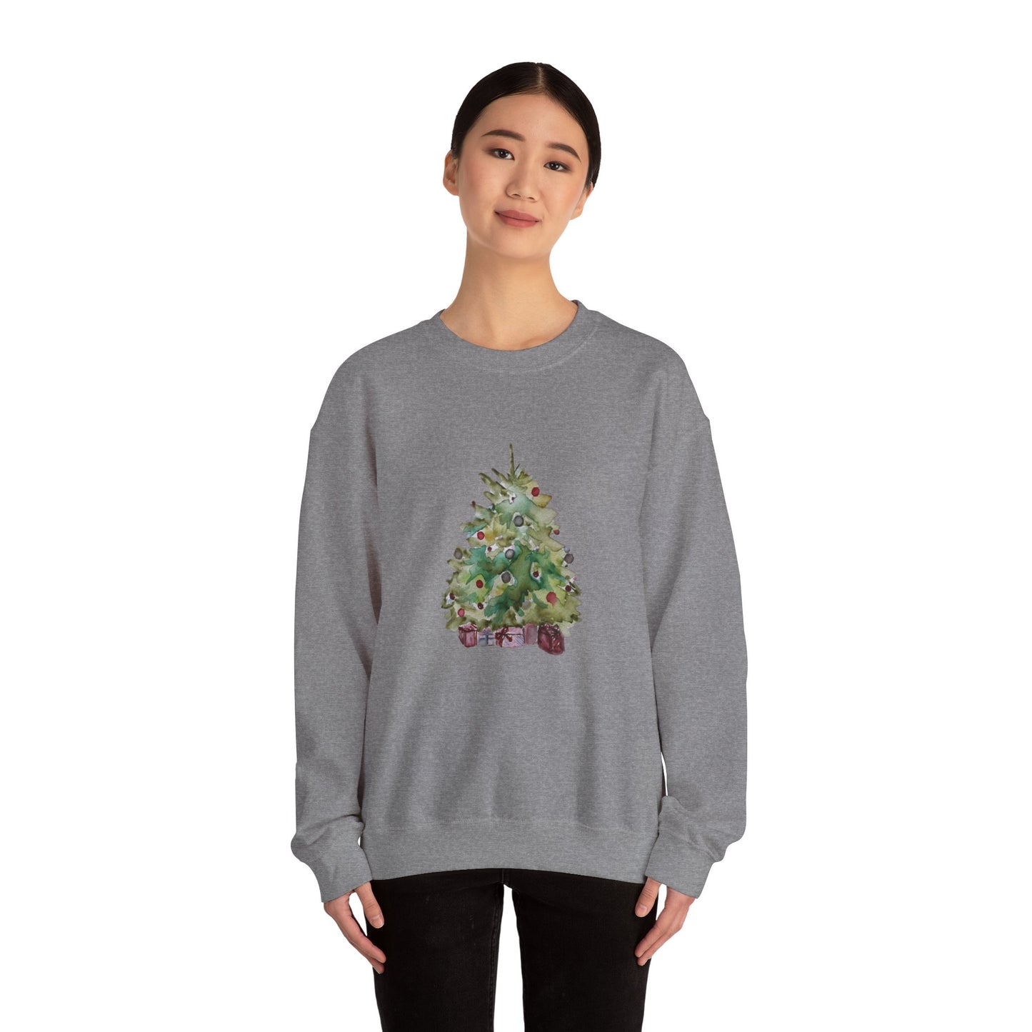 Womens or Mens Christmas Sweatshirt, Merry Christmas, Cute Christmas Tree Sweatshirt, Holiday Sweater Christmas Tree Unisex Heavy Blend™ Crewneck Sweatshirt