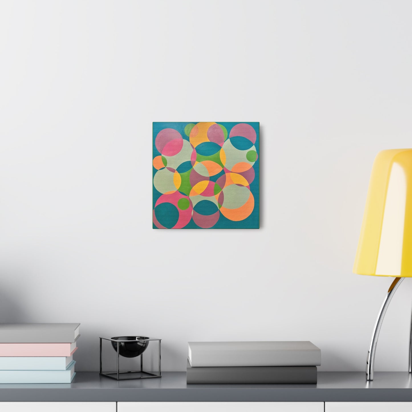 Circle wall art, Bubble wall art, interlocking circles wall art, Geometric wall art, Twisted rings decor, Modern circle wall art, Overlapping Circles wall art Interlocking Inclusion Painting by Erica Haupert Canvas Gallery Wraps