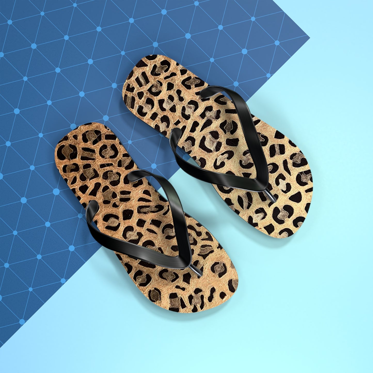 Cat Leopard print Flip Flops/summer thongs/footwear, Animal print flip flops, thongs Gold Leopard Flip Flops