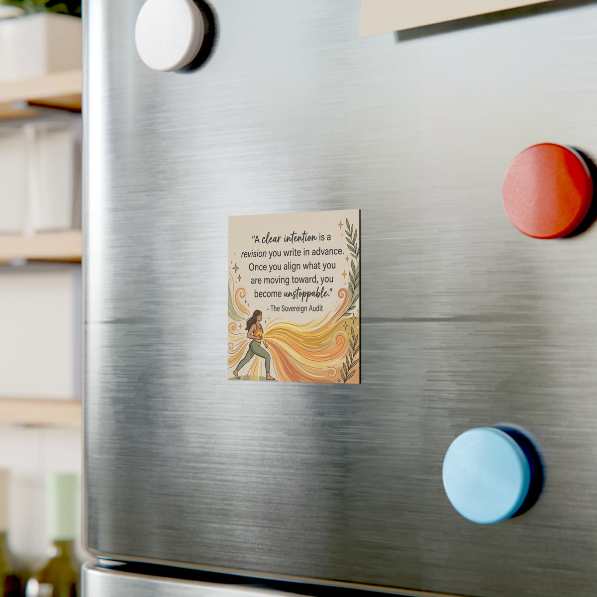 Square Magnet – “A Clear Intention” Motivational Quote, Goal-Setting Gift
