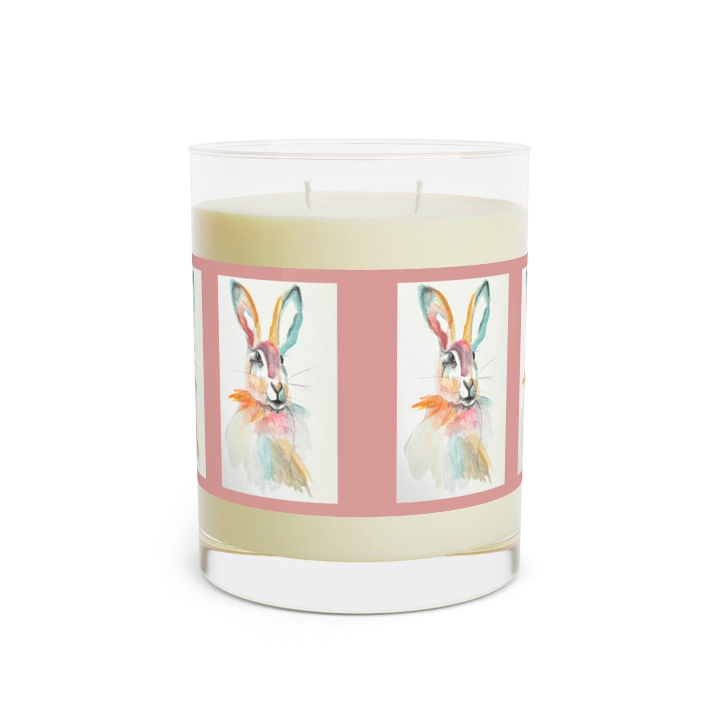 Wing Light Art Designs Watercolor Bunny Scented Candle - Full Glass, 11oz