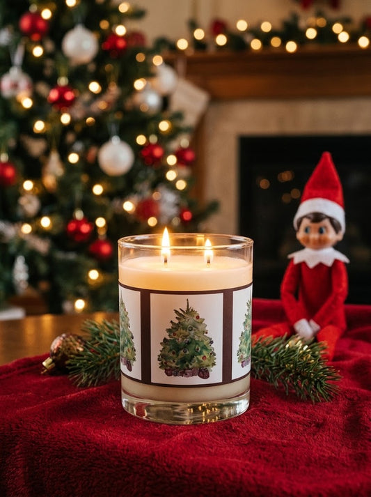 Watercolor Christmas Tree Panels Candle, Chocolate – 11oz Soy