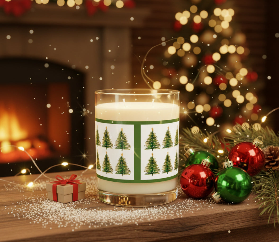 Christmas Gift for Her Scented Soy Candle, Christmas Gift, Christmas Scented Candle Secret Santa NoGift Stocking Filler Scented Soy Christmas Trees Scented Candle - Full Glass, 11oz