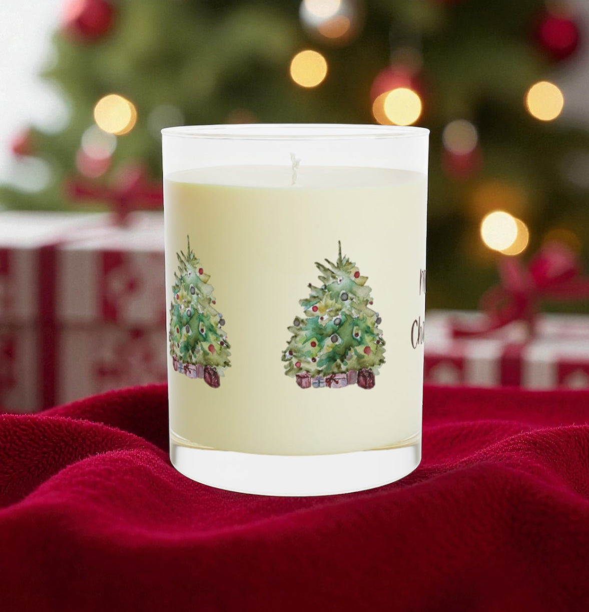 100% Soy Wax Aromatherapy Custom Label Christmas Tree Scented Candle - Full Glass, 11oz