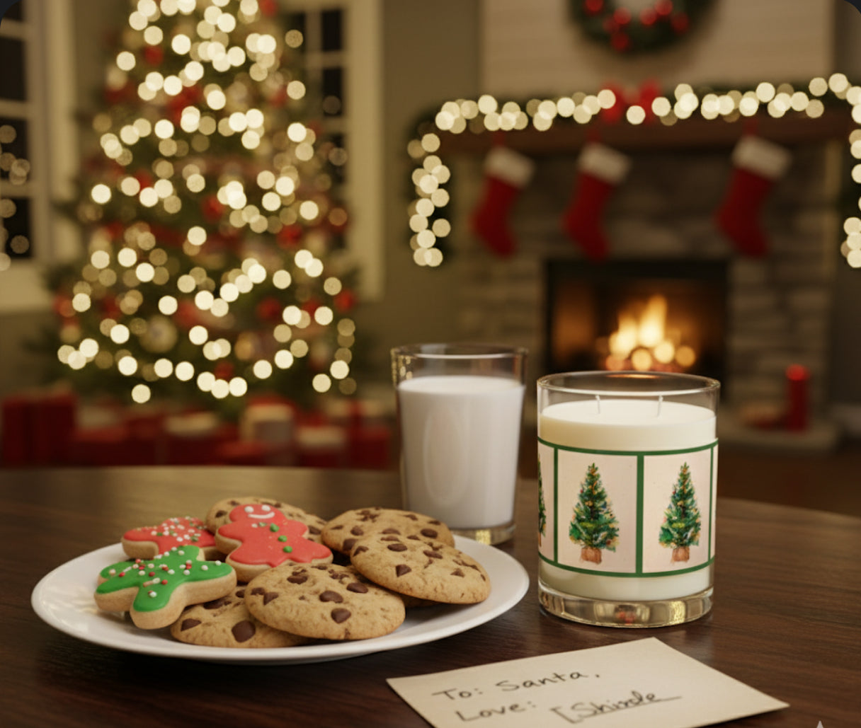 Classic Holiday Tree Candle | Victorian Style Christmas Decor | 11oz Scented Soy Wax Glass Jar)