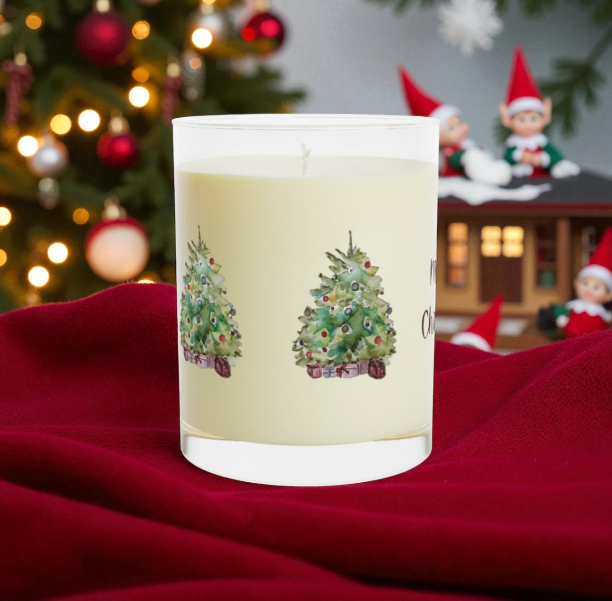 100% Soy Wax Aromatherapy Custom Label Christmas Tree Scented Candle - Full Glass, 11oz
