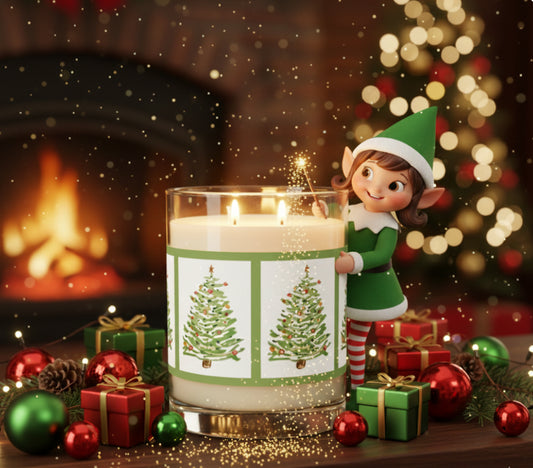 Whimsical Holiday Trees Scented Candle - Full Glass, 11oz