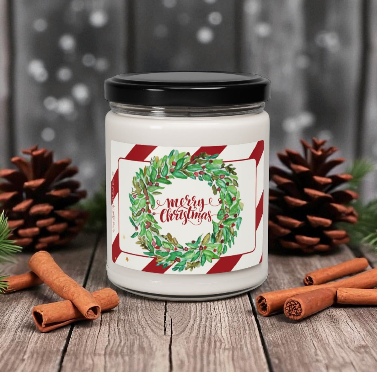 Holiday Candle Soy Candle Hand Pour Candles USA made High Quality Fragrance Candles Christmas Candle Festive Candle Scented Soy Candle, 9oz