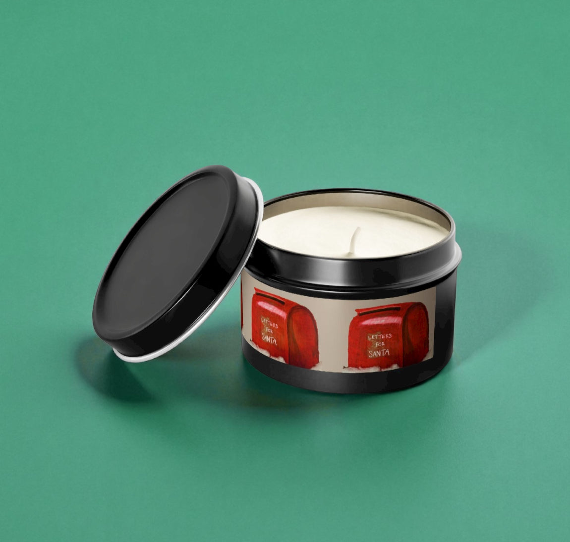 Letters to Santa Christmas Tin Candle | Vintage Red Mailbox Holiday Decor | Scented Coconut Soy Stocking Stuffer