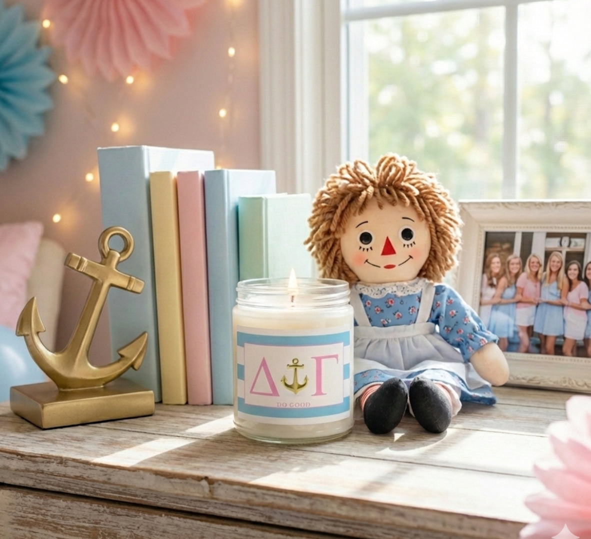 Delta Gamma Sorority House Soy Wax Candle, Greek Life Gift Candle, Gift For Sorority Girl, College Move-In Gift, Eco Friendly 9oz. Candle