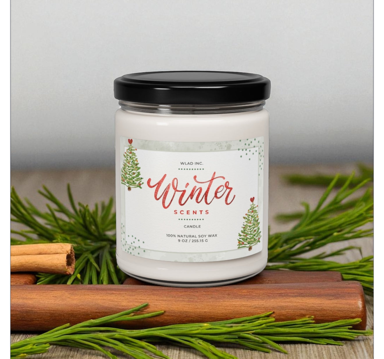 Merry and Bright 9oz. Soy Candle | Sea Salt, White Sage, Cinnamon Vanilla Scent | Christmas Tree Candle | Christmas Candle | Holiday Candle