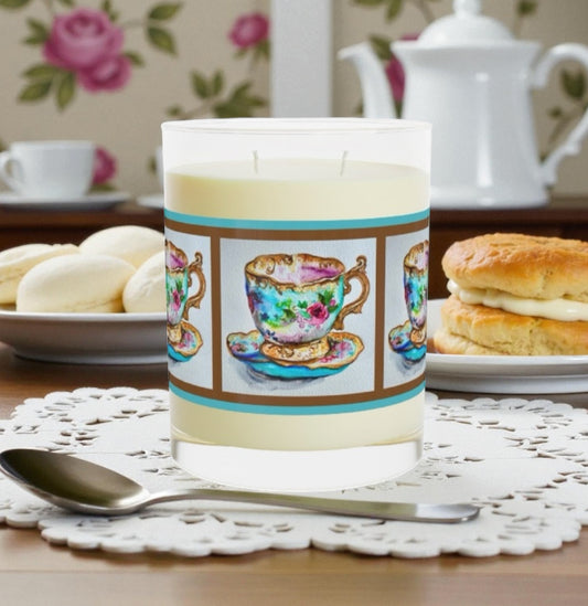 Wing Light Art Designs Fancy Teacup Scented Candle - Full Glass, 11oz