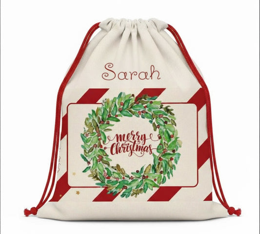 Custom Santa Sack, Holiday Gift Bag for Kids , Add your Name, Personalized Santa Sack, Christmas Tree Gift Bag, Noel Gift Wrap, Gift Bag