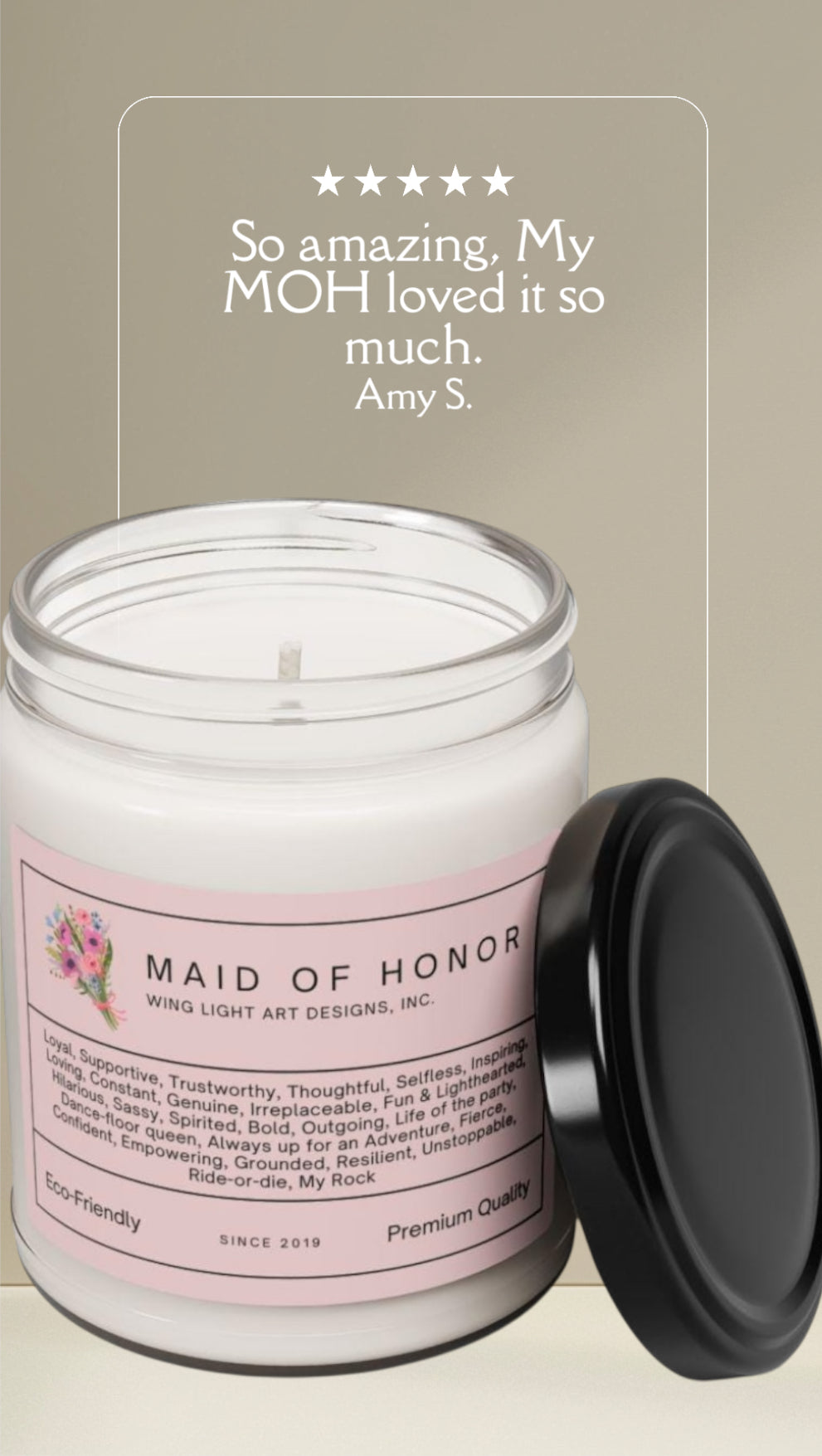 Bridesmaid Maid of Honor Gift For Bridesmaids - Scented Candle Maid of Honor Scented Soy Candle - Eco-Friendly Gift for Bridesmaids & Celebrations