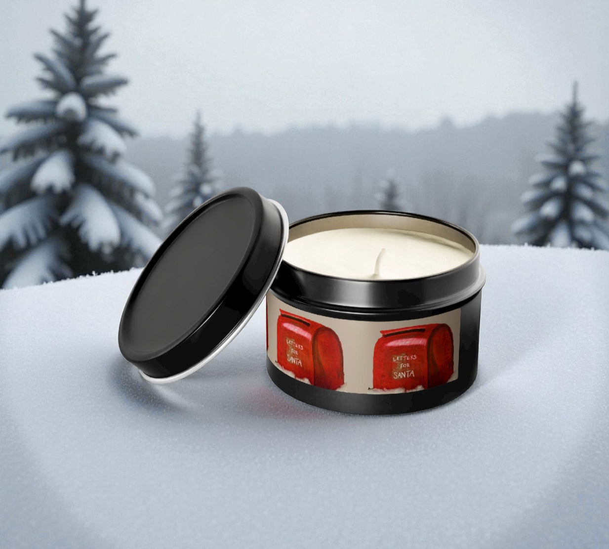 Letters to Santa Christmas Tin Candle | Vintage Red Mailbox Holiday Decor | Scented Coconut Soy Stocking Stuffer