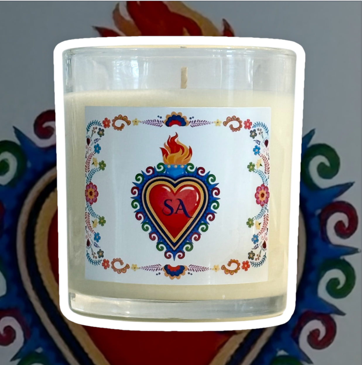 Vibrant Heart Flame Glass Candle | Decorative Aromatherapy Gift, Home Decor, Self-Care, Party Favor, Unique Gift