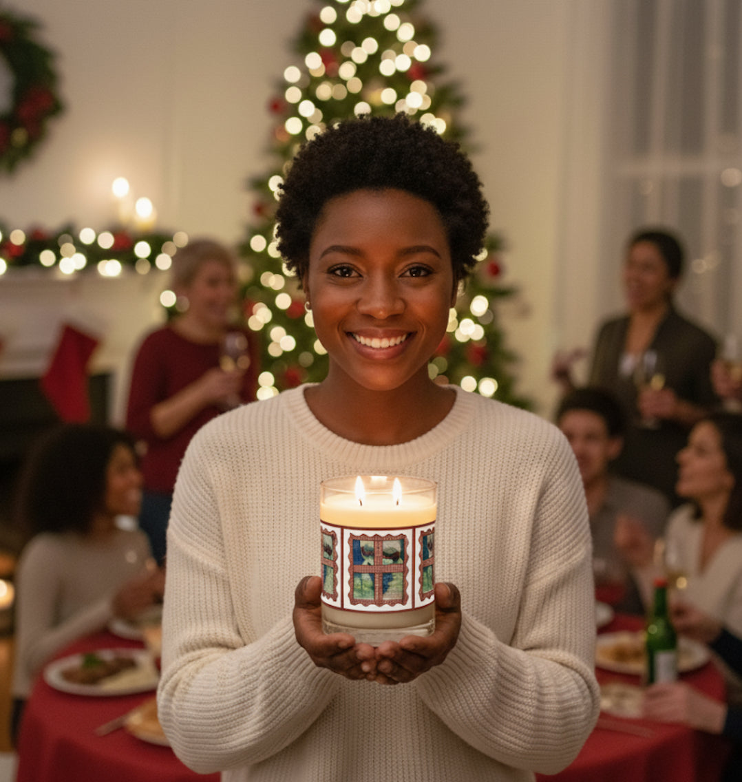 Santa’s Sleigh Christmas Candle | 11oz Large Scented Soy Wax Jar | Vintage Style Holiday Home Decor & Gift