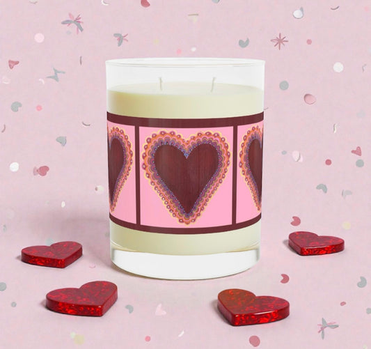 Wing Light Art Designs Frilly Heart (pink) Scented Candle - Full Glass, 11oz