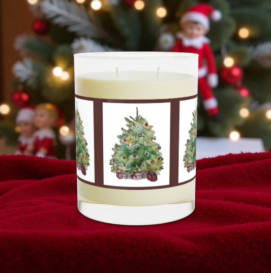 Crimson Red Christmas Trees Scented Candle - Full Glass, 11oz