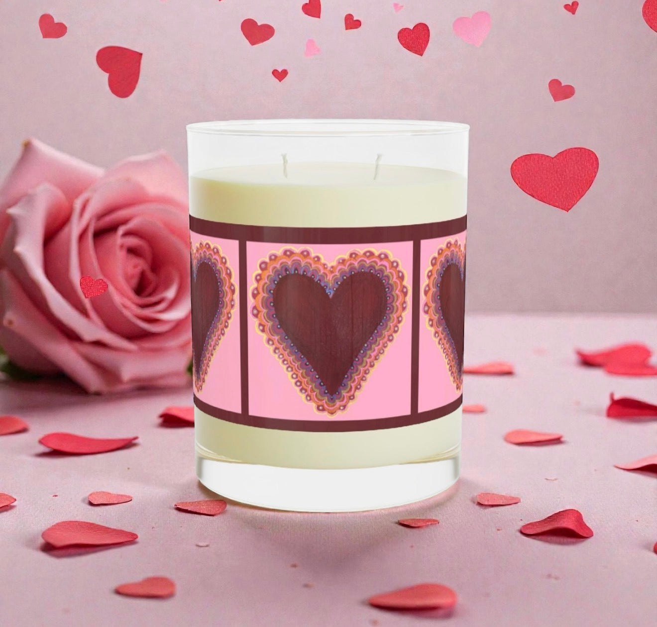 Wing Light Art Designs Frilly Heart (pink) Scented Candle - Full Glass, 11oz