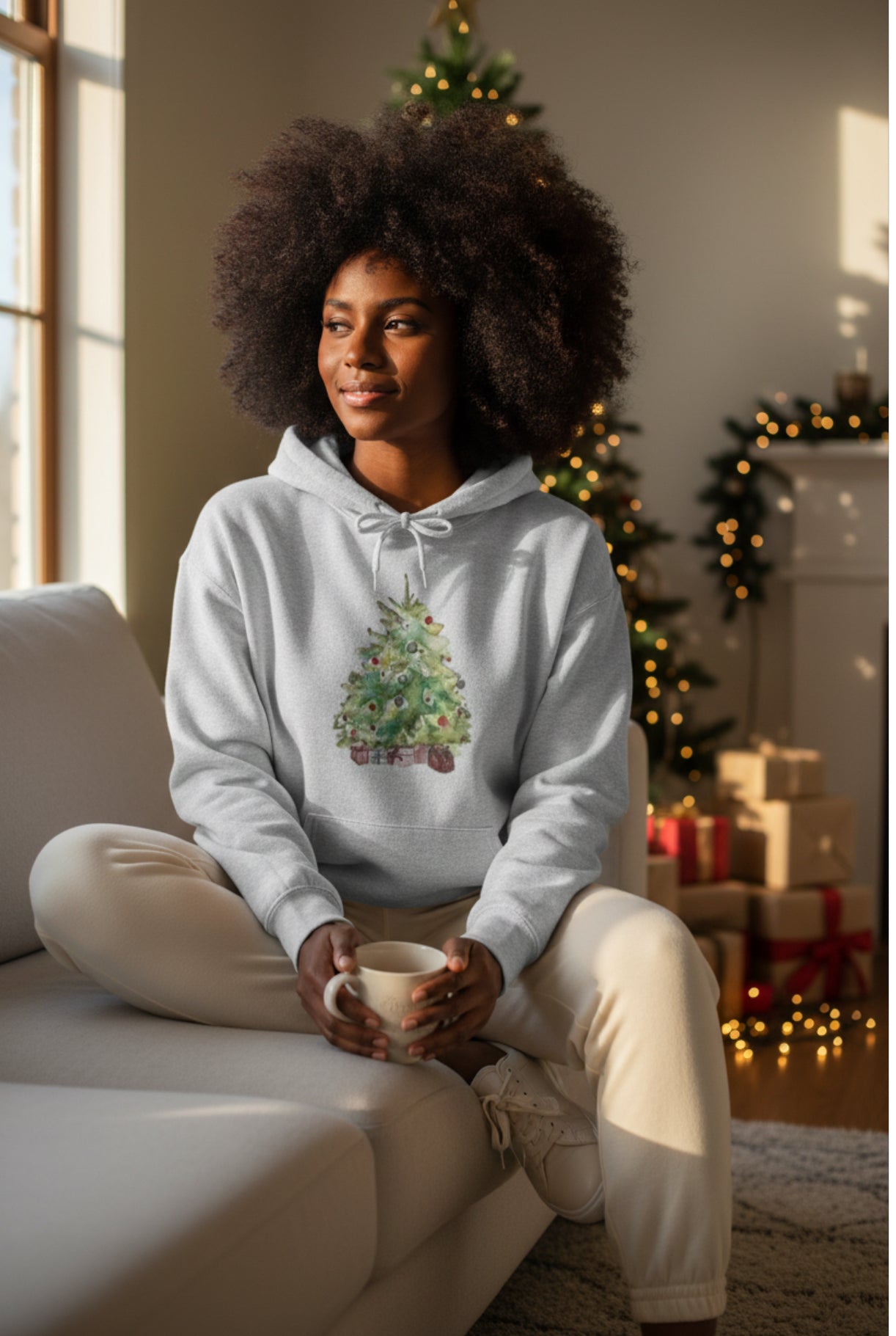 The "Christmas Morning" Hoodie | Super Soft Festive Tree Sweatshirt | Unisex Heavy Blend Holiday Pullover