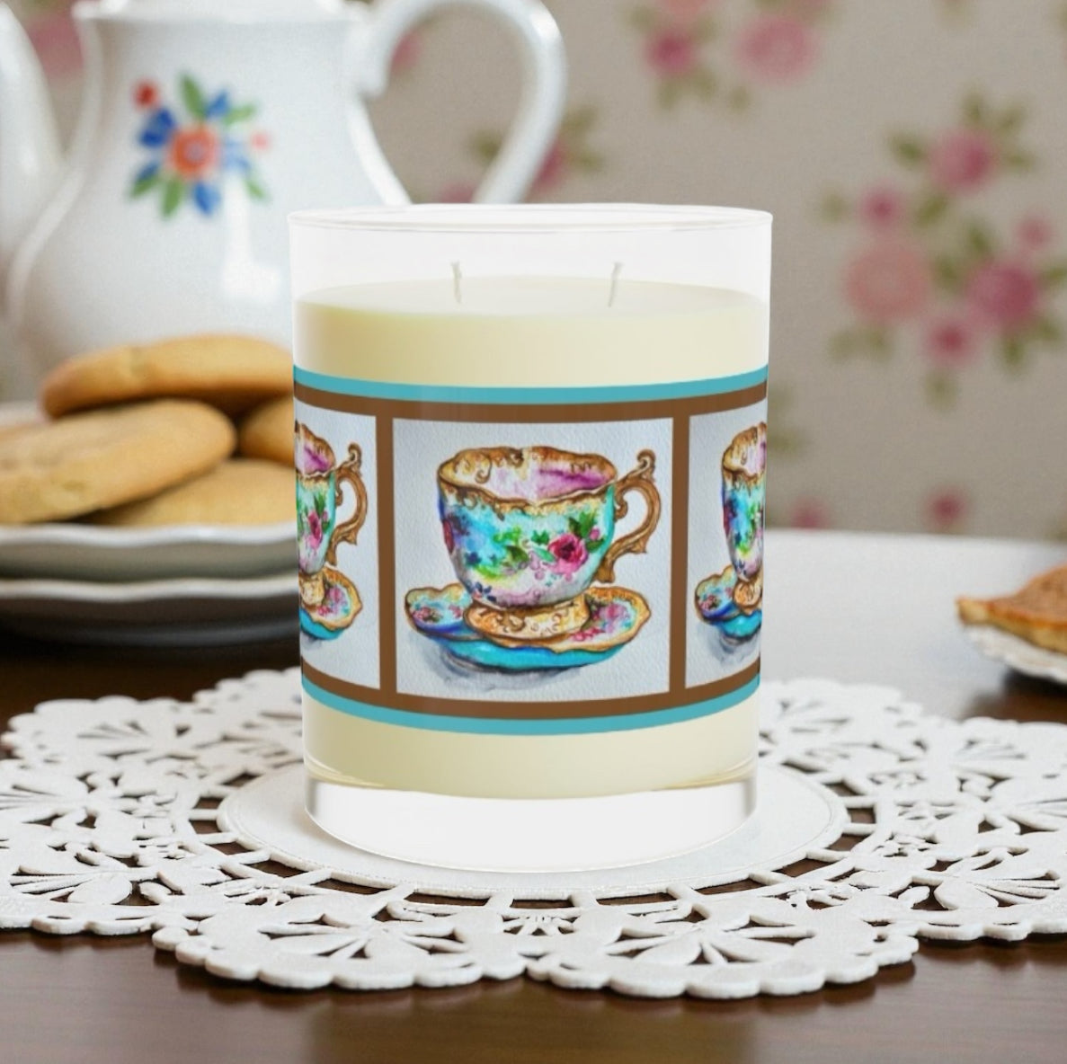 Wing Light Art Designs Fancy Teacup Scented Candle - Full Glass, 11oz