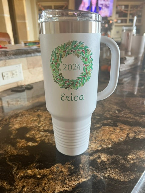 Christmas 40oz tumbler| Personalized Gift| Snow 40oz cup| Wreath tumbler| Christmas Gift| Cup for Christmas| New tumbler| 40oz cup