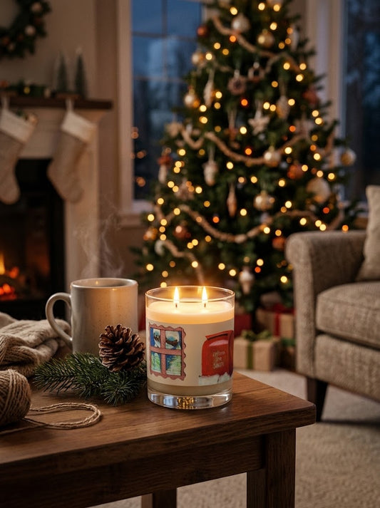 Letters to Santa Mailbox & Snowy Window Candle, Cream – 11oz Soy