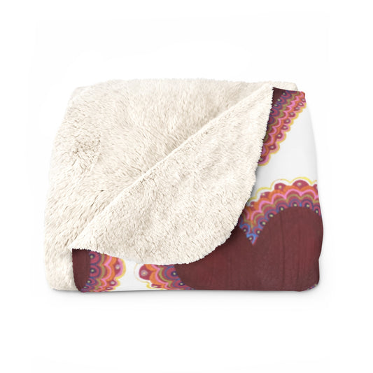 Valentine's Heart Blanket, Custom 3 sizes Fleece/Sherpa,  Baby/Girl/Boy/Adult Blanket, Gift for Valentine's Day, Gift for Her Sherpa Fleece Blanket