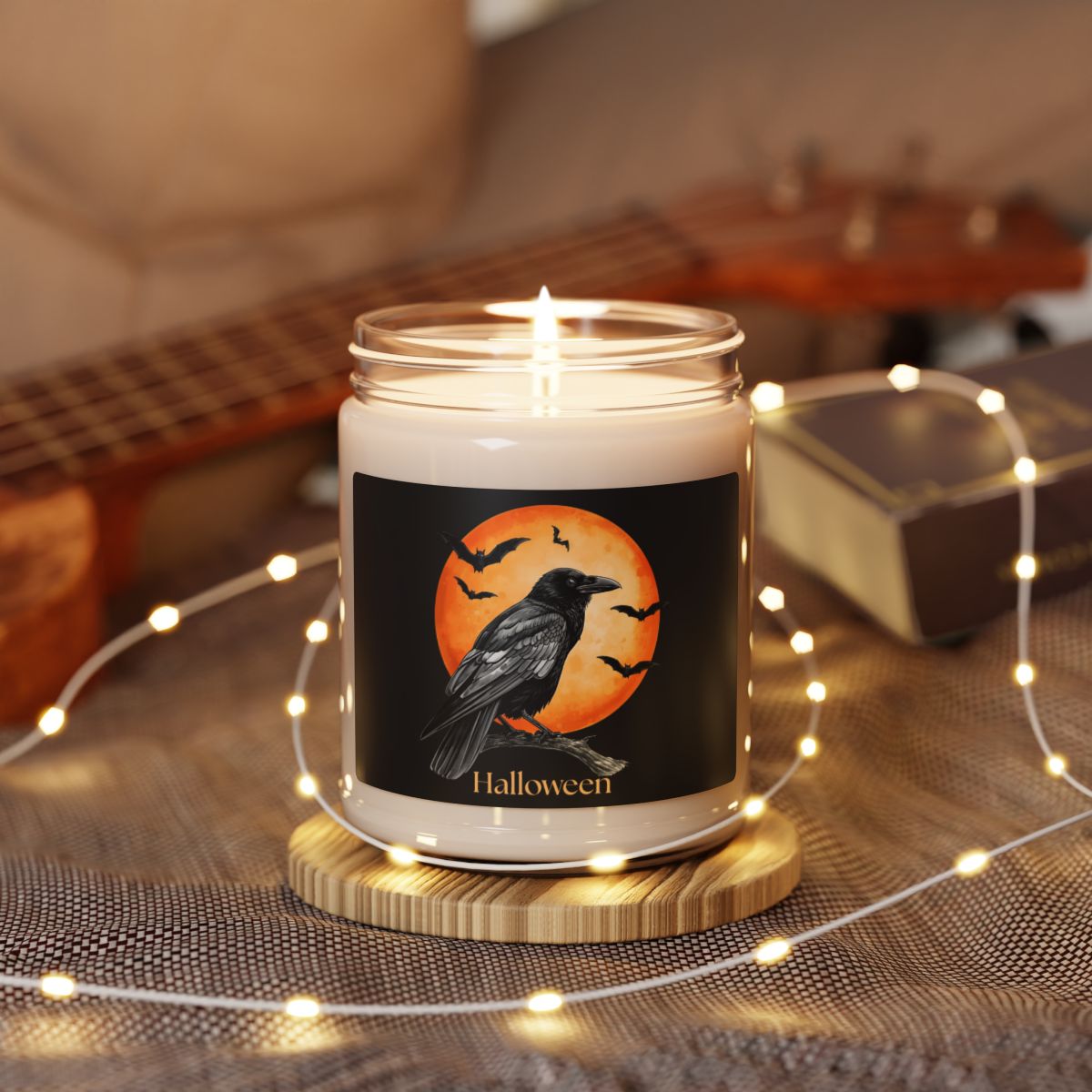 Halloween Raven Scented Soy Candle, Autumn Decor, Spooky Home Fragrance, Gift for Halloween Lovers, Eco-Friendly Candle