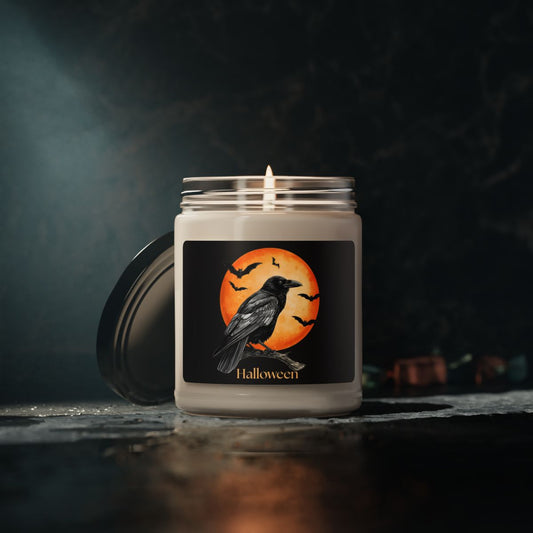 Halloween Raven Scented Soy Candle, Autumn Decor, Spooky Home Fragrance, Gift for Halloween Lovers, Eco-Friendly Candle