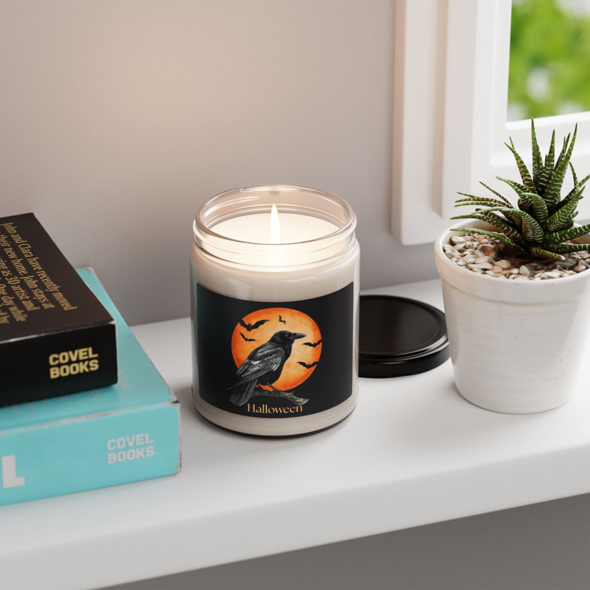 Halloween Raven Scented Soy Candle, Autumn Decor, Spooky Home Fragrance, Gift for Halloween Lovers, Eco-Friendly Candle