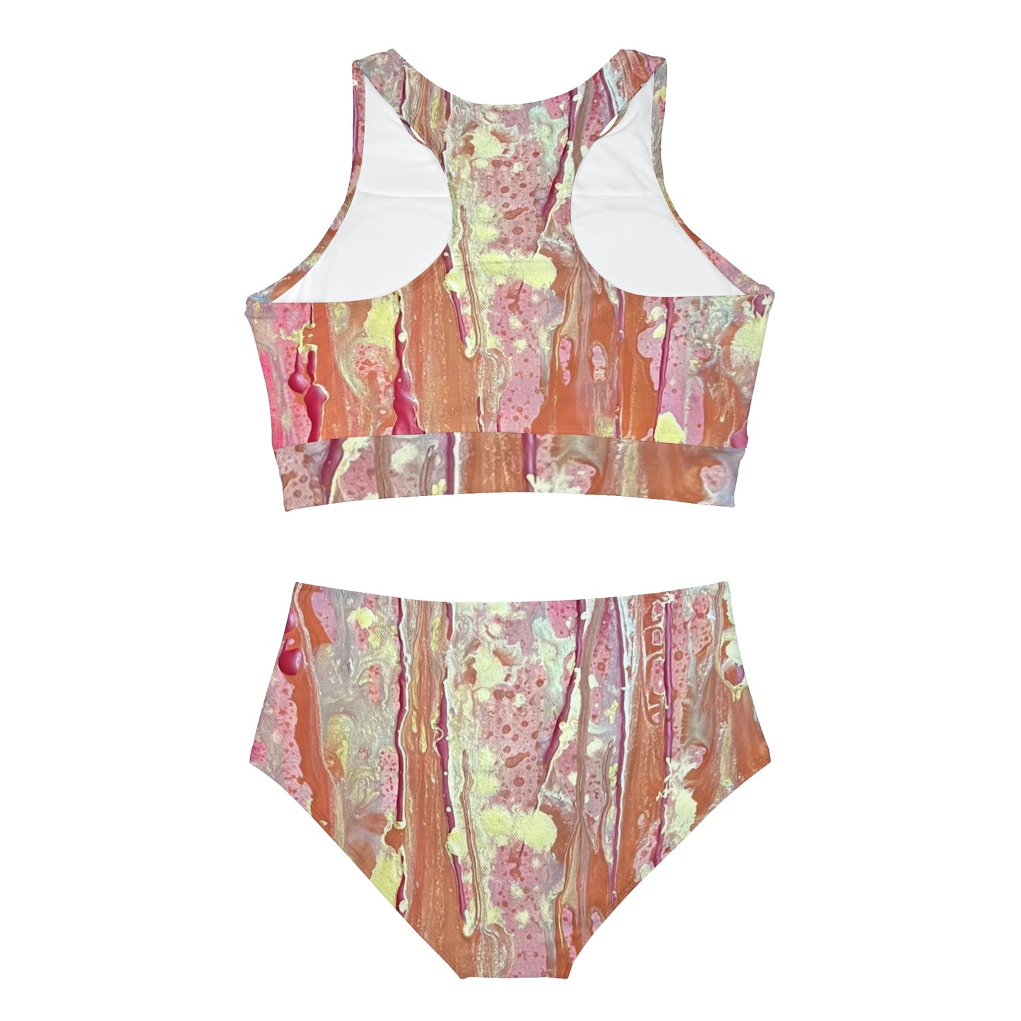 Wing Light Art Designs Pink Abstract Sporty Bikini Set (AOP)