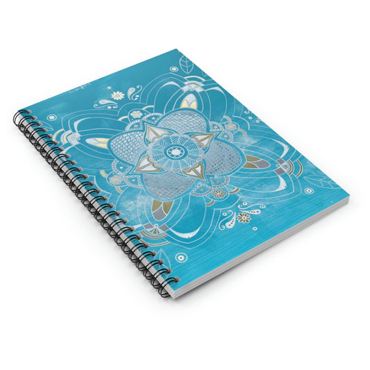 Wing Light Blue Mandala Spiral Notebook - Ruled Line
